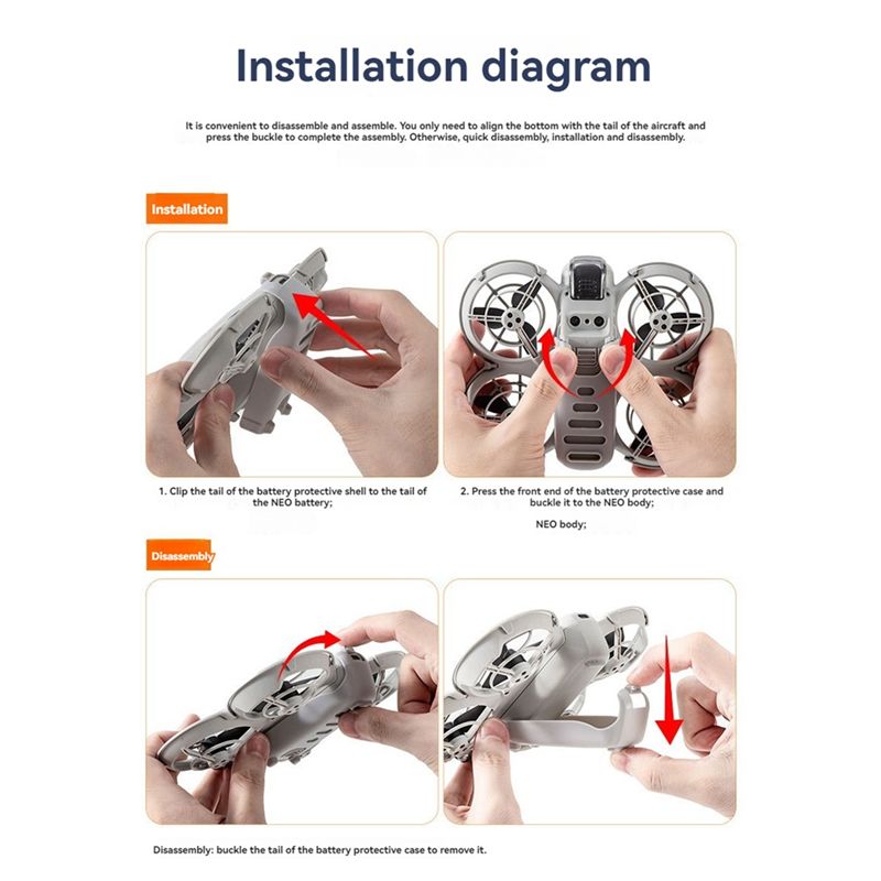 Drone Gimbal For Gopro - DJI NEO ドローン本体用 B92B バッテリー保護ケース、ジンバルカメラ保護カバー、グレー、プラスチック製